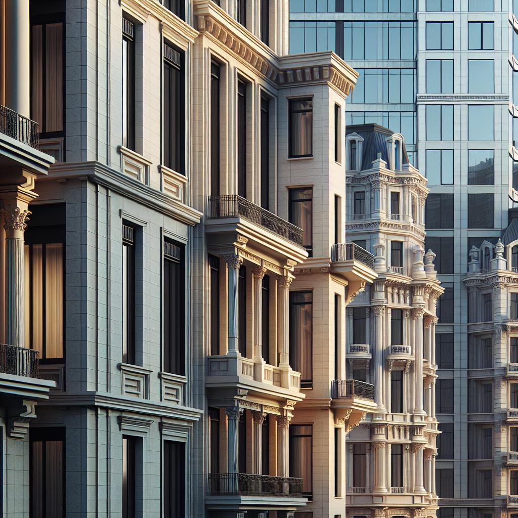 تصميم واجهات مباني مودرن ونيوكلاسيك مميزة